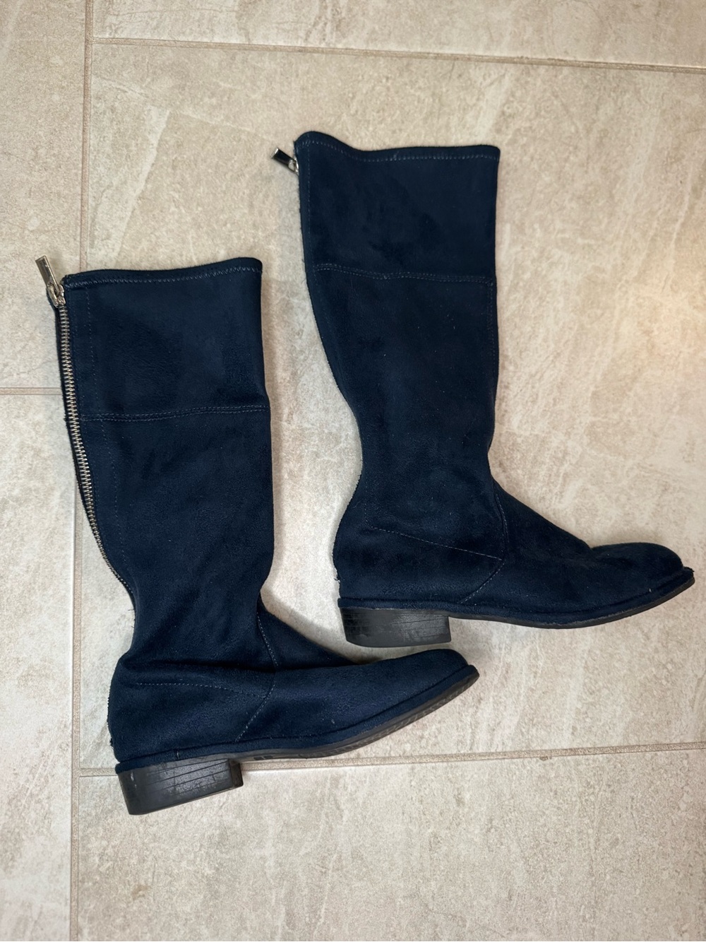 Stuart Weitzman Navy Suede Knee-High Boots